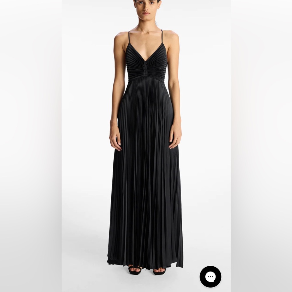 ALC black Aries Satin Pleated Dress